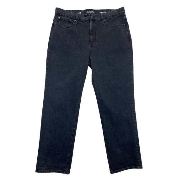J.Crew Jeans Womens  32 Black Denim Classic‎ Straight Stretch - Picture 1 of 8